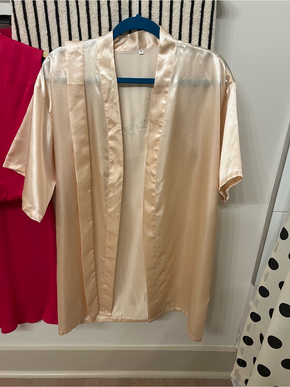 Bridesmaid Satin Robe in Champagne with Rhinestone Script - Picture 2 of 2